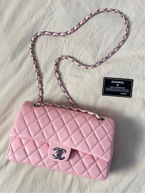 CHANEL Pink Quilted Crossbody Bag with Silver Hardware